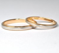 お値打ち！【ＲＵＮＯＡシリーズ】女性用天然石ダイヤ付・結婚指輪（マリッジリング）・Pt900(プラチナ)・Ｋ１８ＰＧ（ピンクゴールド）・ペアリング(指輪)
