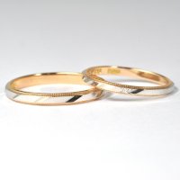 お値打ち！【ＲＵＮＯＡシリーズ】女性用天然石ダイヤ付・結婚指輪（マリッジリング）・Pt900(プラチナ)・Ｋ１８ＰＧ（ピンクゴールド）・ペアリング(指輪)