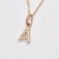 大人気の天然石ダイヤモンド・イニシャル【A】・K10ＰG(ピンクゴールド)・ペンダント・ネックレス 