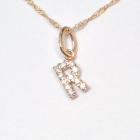 大人気の天然石ダイヤモンド・イニシャル【R】・K10ＰG(ピンクゴールド)・ペンダント・ネックレス 