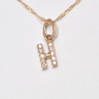大人気の天然石ダイヤモンド・イニシャル【Ｈ】・K10ＰG(ピンクゴールド)・ペンダント・ネックレス 