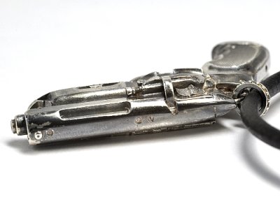 画像3: 天然石ダイヤモンド付きの拳銃（ハンドガン）モチーフのペンダント・ネックレス・SILVER(シルバー)